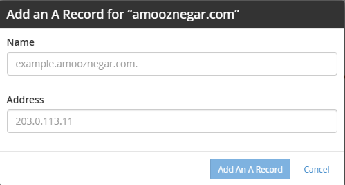 افزودن رکورد Domain