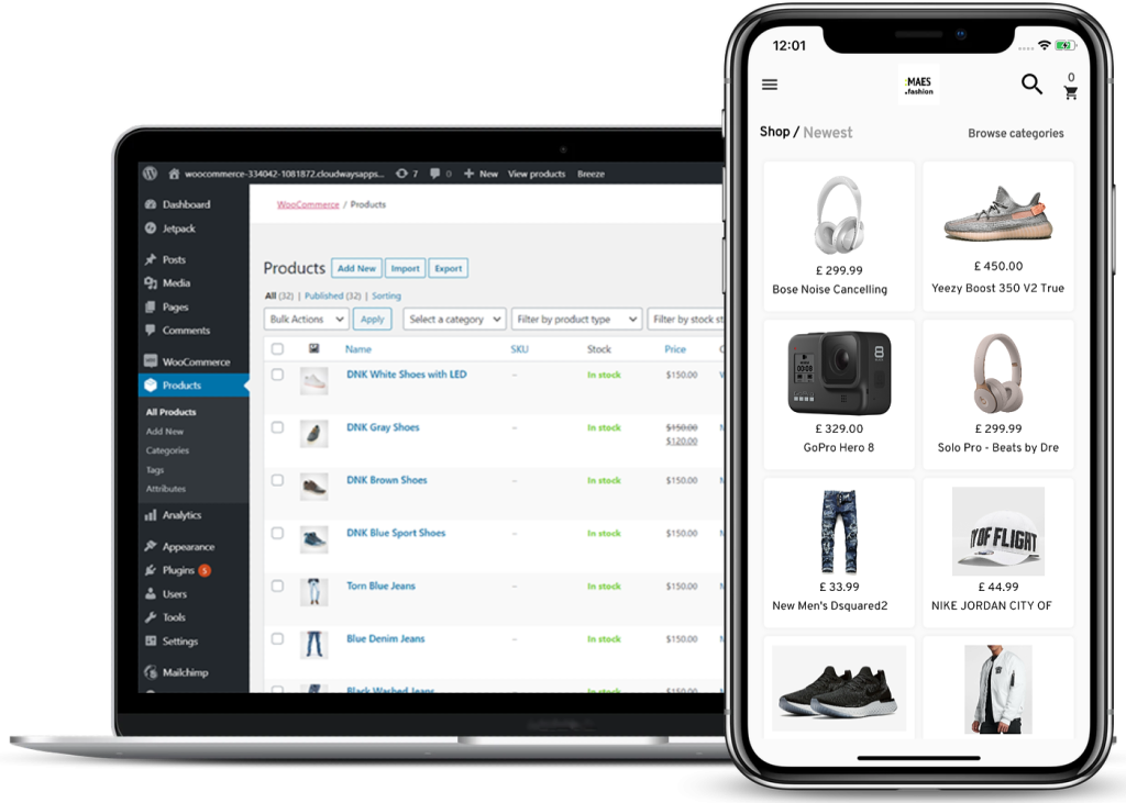 اپلیکیشن موبایل وردپرس ووکامرس